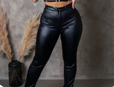 Sparkle Faux Leather Pants (Plus)