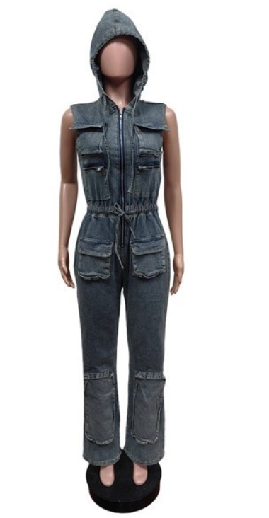 Cargo Denim Jumpsuit