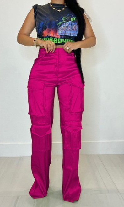 Satin Cargo Pants