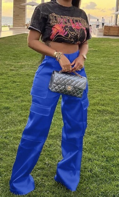 Satin Cargo Pants